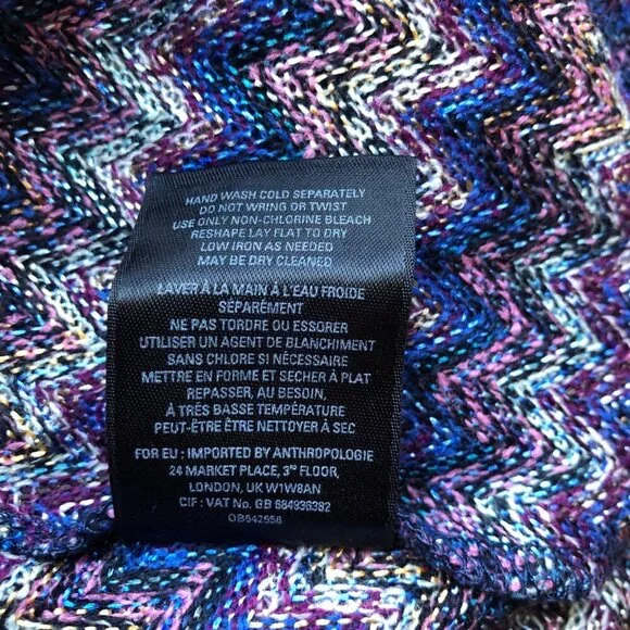 Anthropologie Maeve Westwater Chevron Knit Sleeveless Swing Drop Waist Dress SzM - Picture 7 of 12